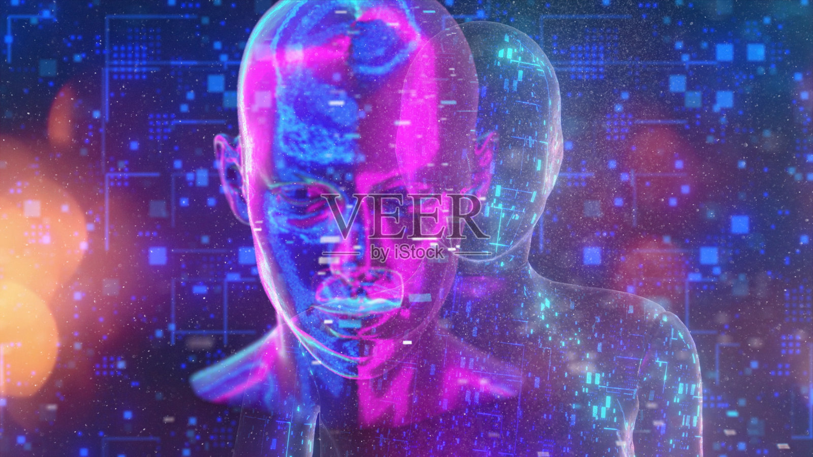 Vr背景概念,人形在数字环境中的场景照片摄影图片