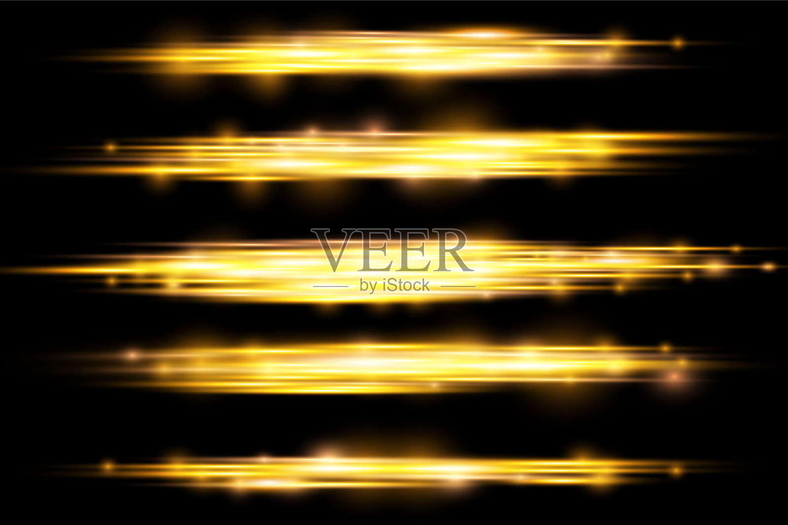 金黄色的辉光线黄色的水平光线插画图片素材