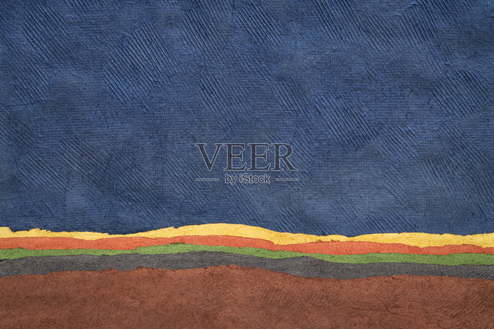 抽象景观在棕色,绿色,黄色和蓝色插画图片素材