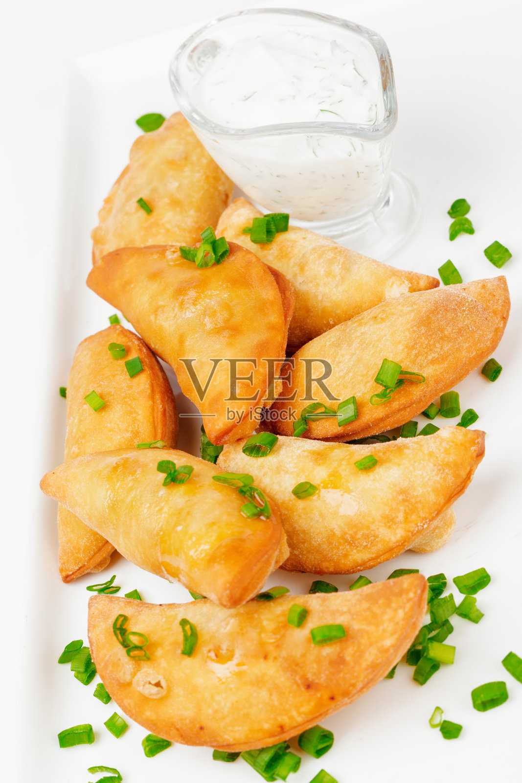 白底香草煎饺照片摄影图片