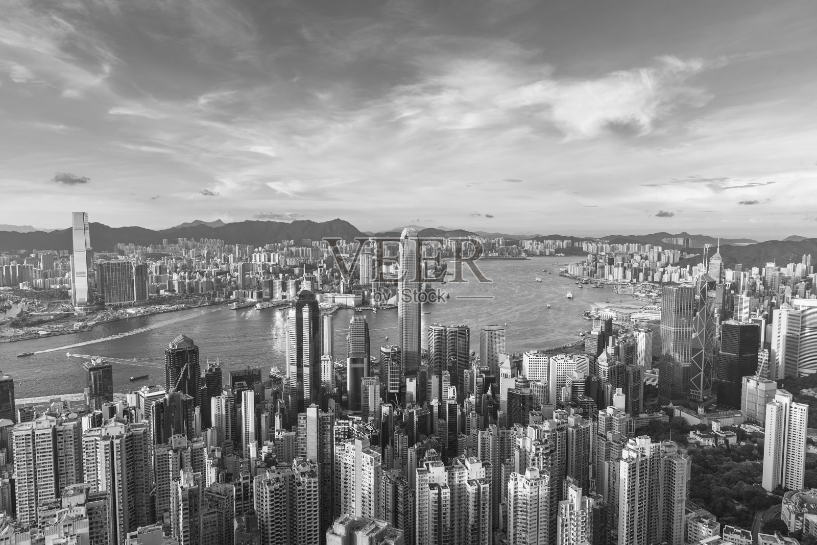 香港维多利亚港的天际线照片摄影图片