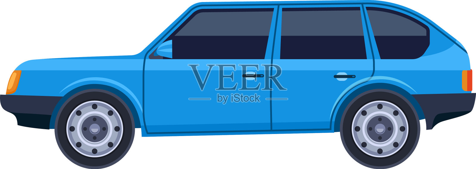 老汽车侧面蓝色汽车侧视图设计元素图片