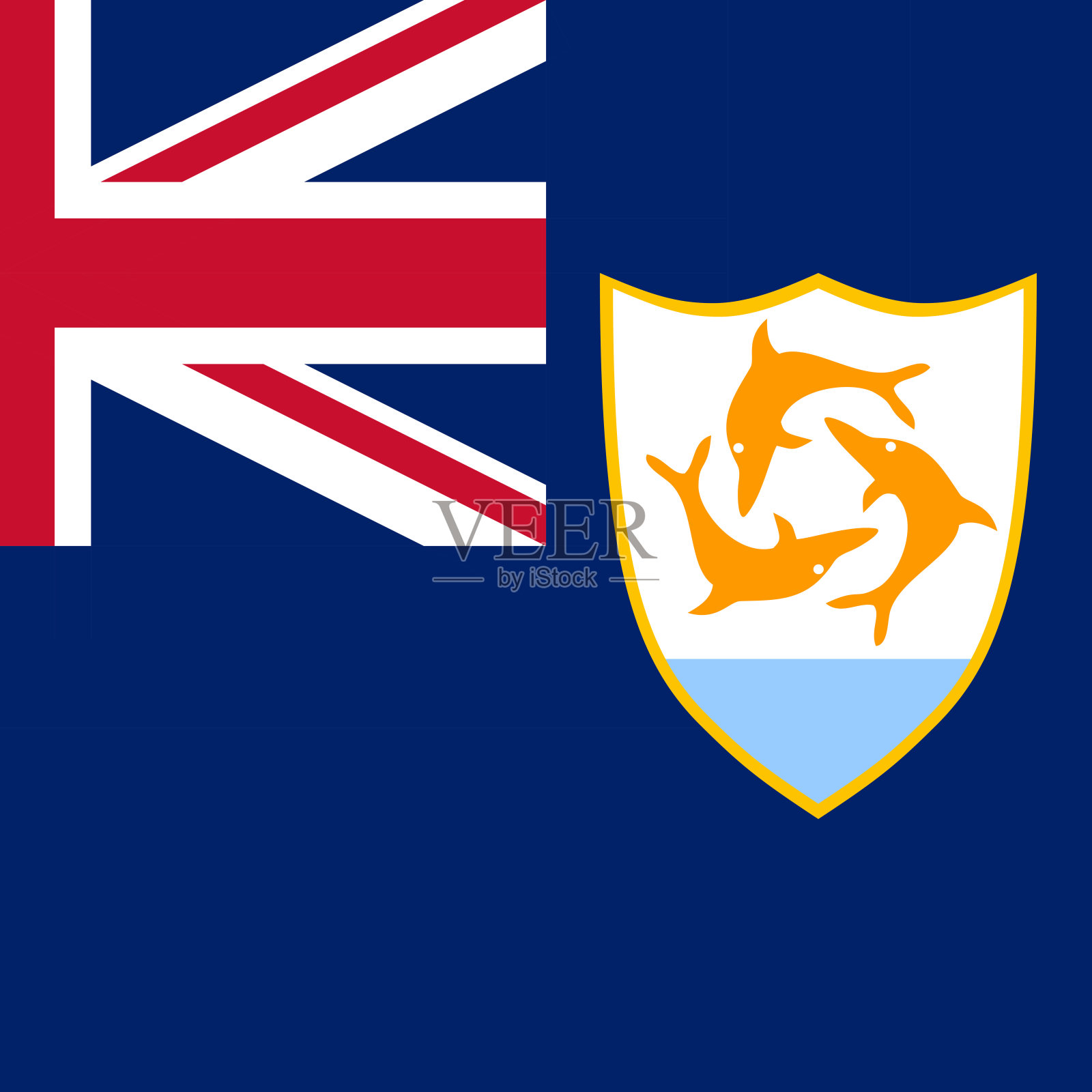 安圭拉国旗,官方颜色。矢量插图。插画图片素材