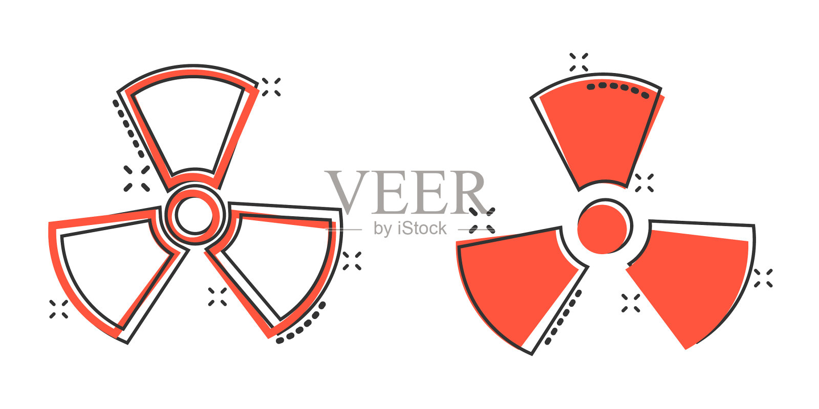 核辐射图标的漫画风格插画图片素材