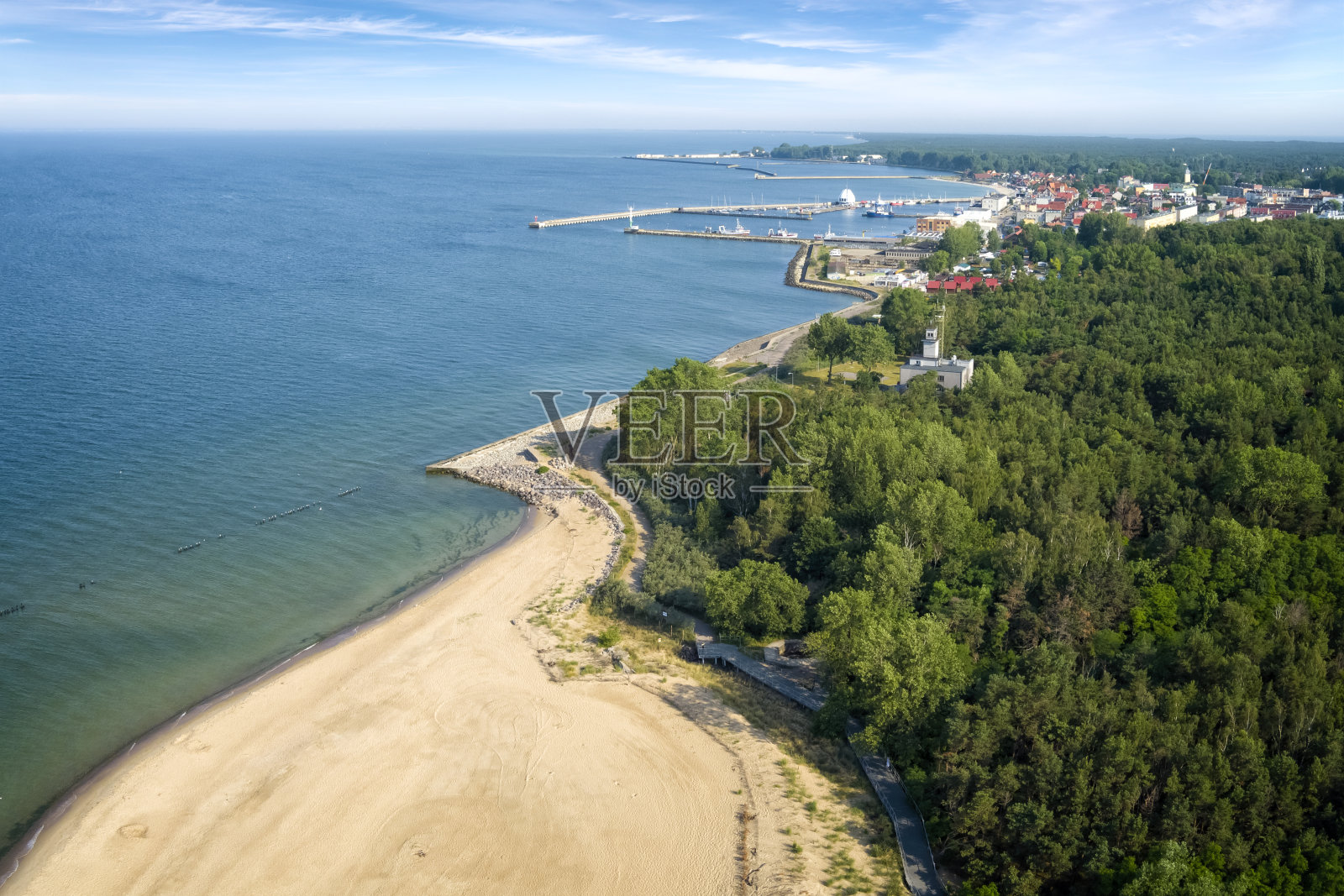 波兰度假-赫尔半岛的夏季鸟瞰图照片摄影图片
