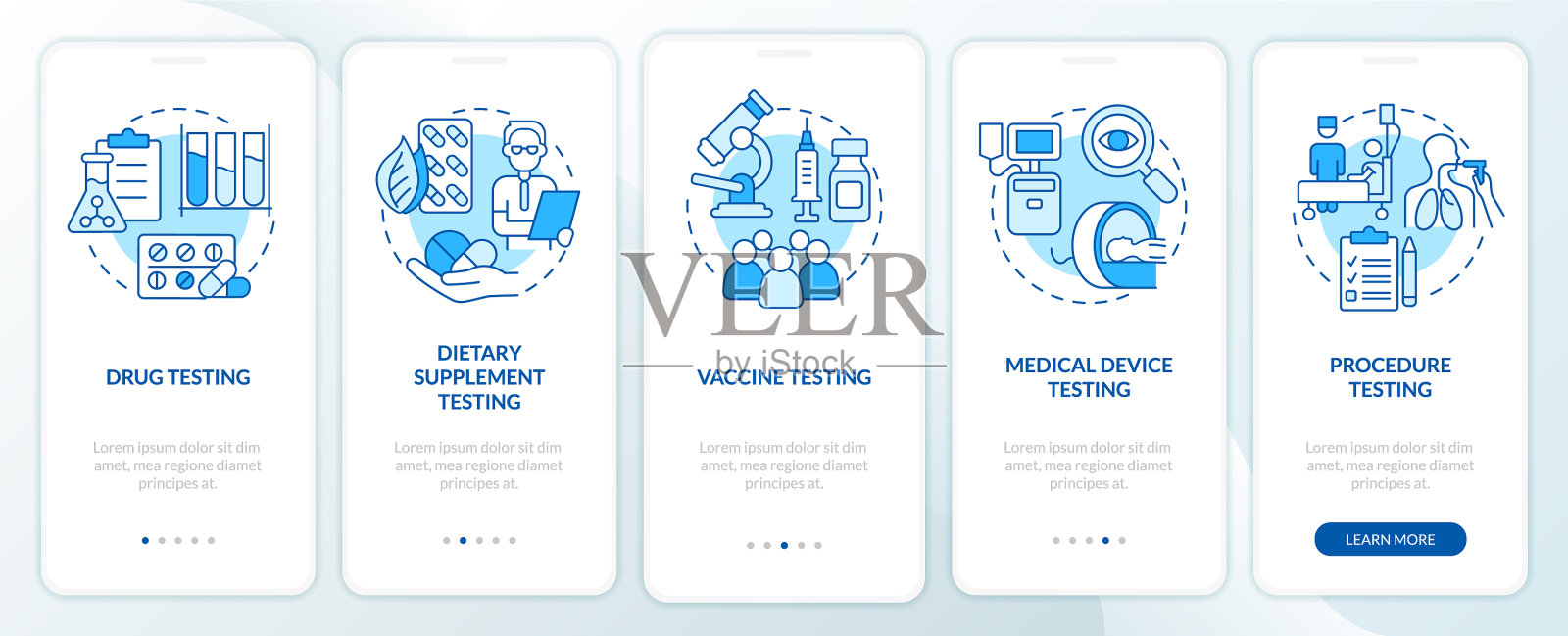 有待测试的蓝色车载移动应用程序插画图片素材
