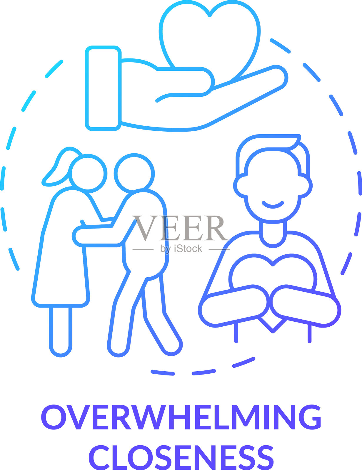 压倒性的接近蓝色渐变概念图标插画图片素材