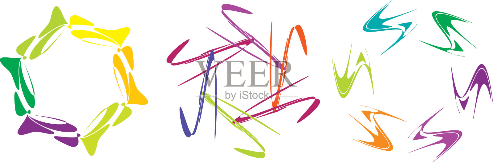 一套圆形径向几何曼荼罗图案图标素材