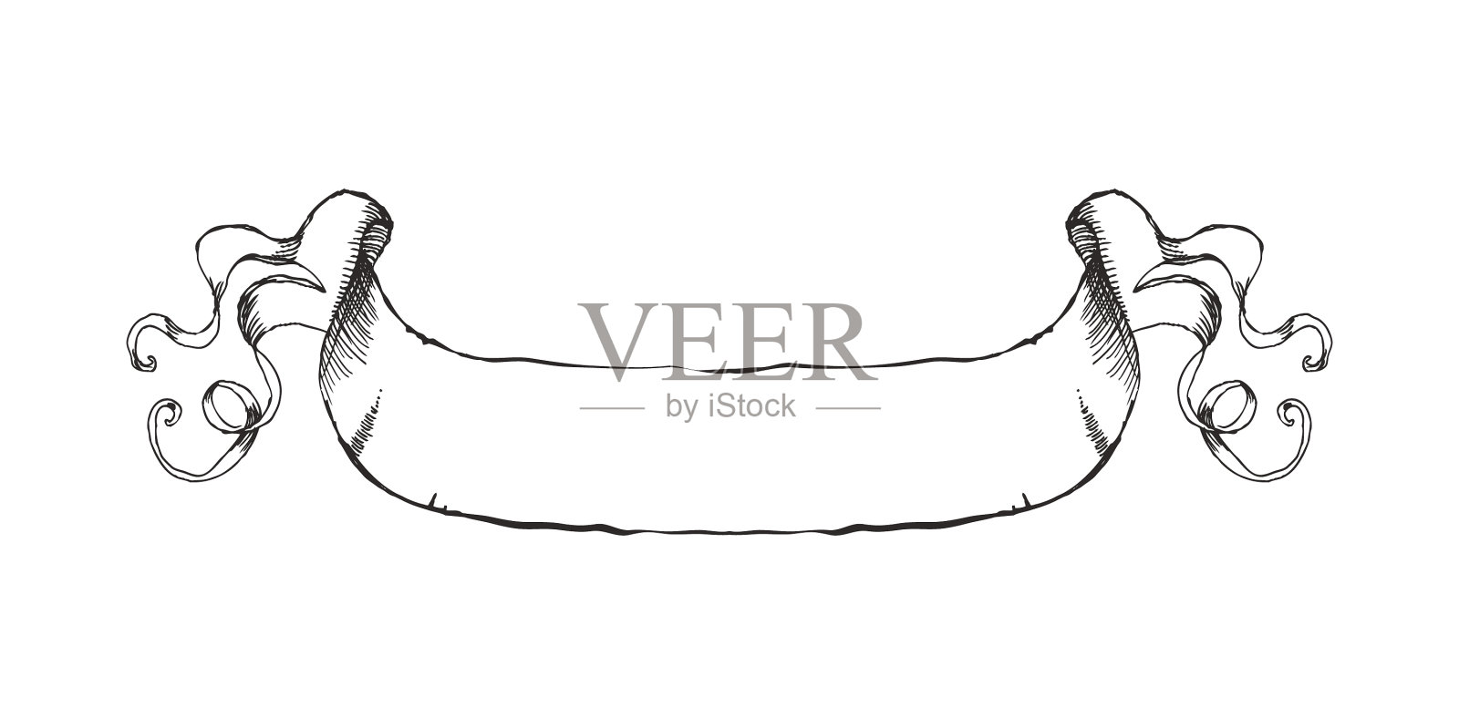 复古的旗帜丝带孤立在白色插画图片素材