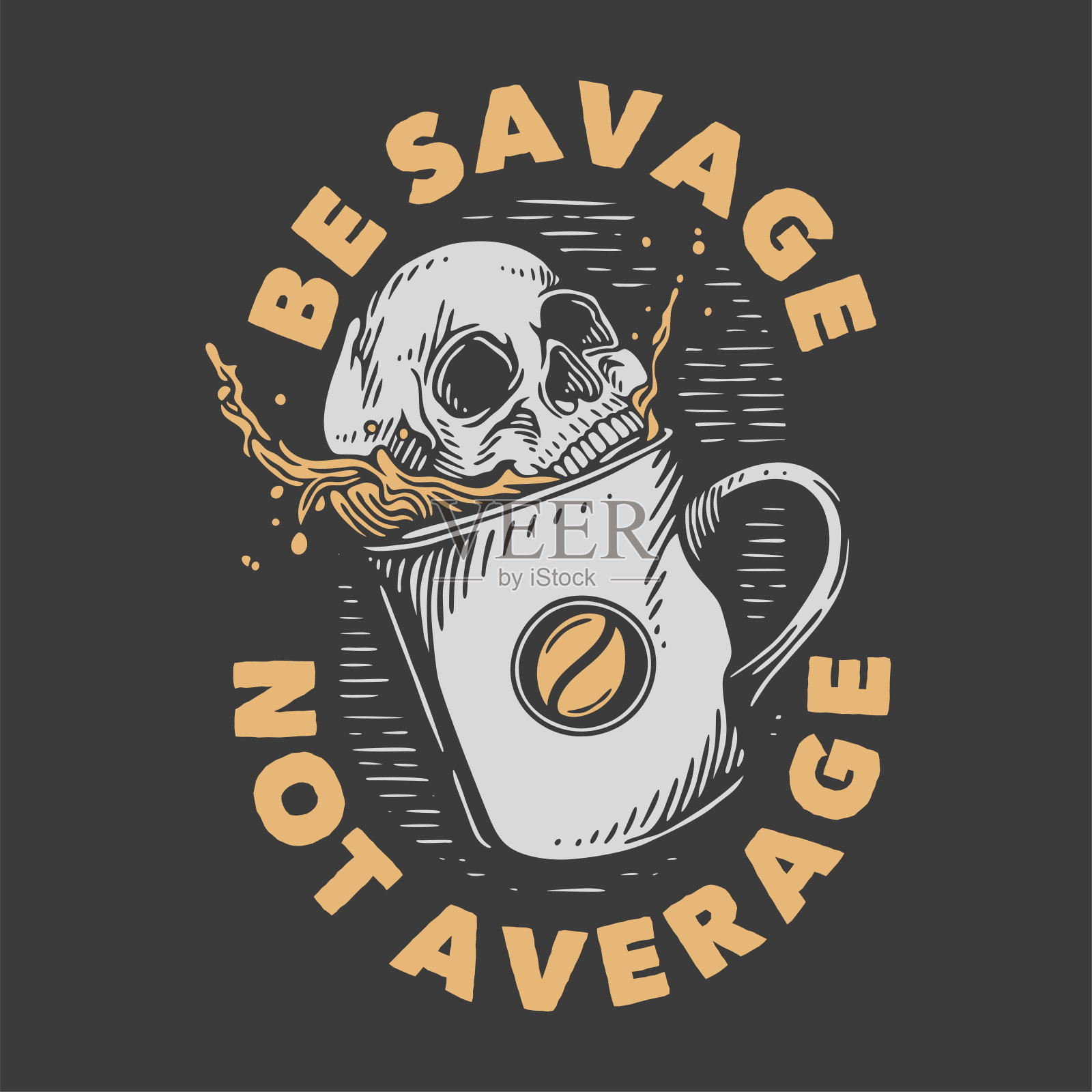 复古标语排版野蛮不平均t恤设计插画图片素材