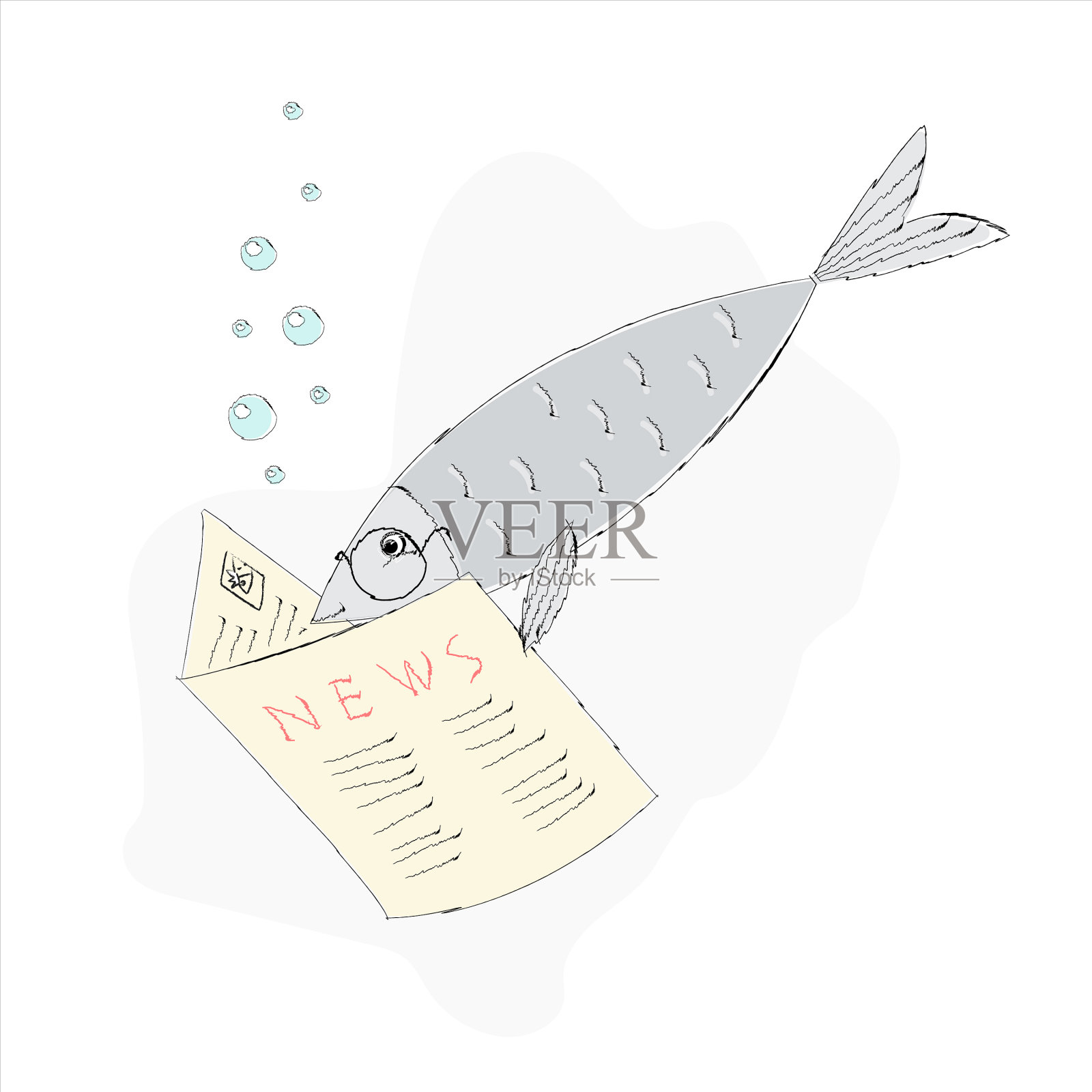 一条鱼戴着眼镜在看报纸设计元素图片