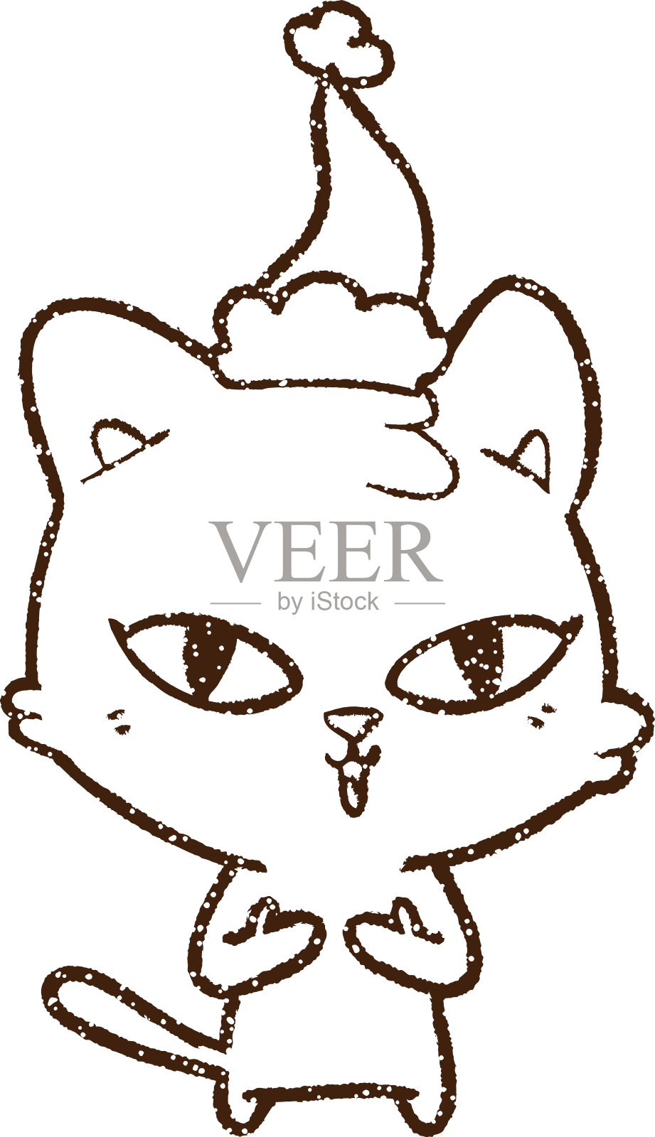 圣诞猫炭画设计元素图片
