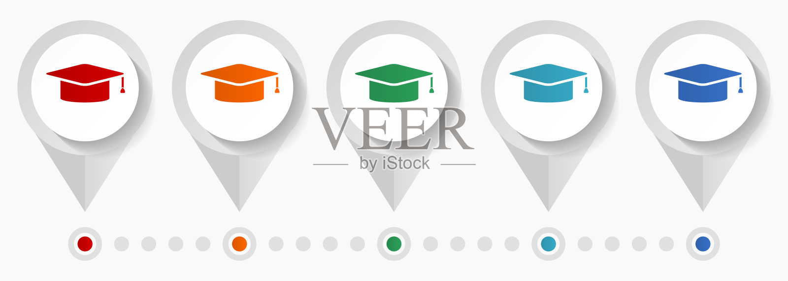 教育,毕业概念矢量图标,易于编辑的信息图形模板,一套丰富多彩的平面设计指针的网页设计和移动应用程序插画图片素材