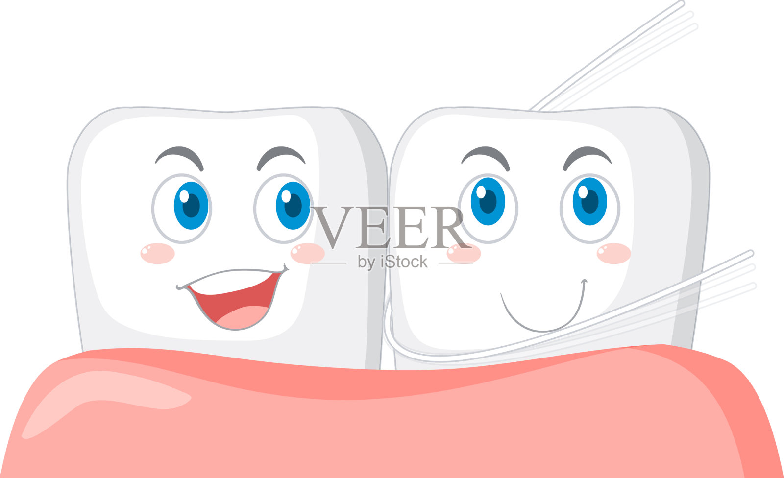 快乐牙齿用牙线擦亮牙齿设计元素图片