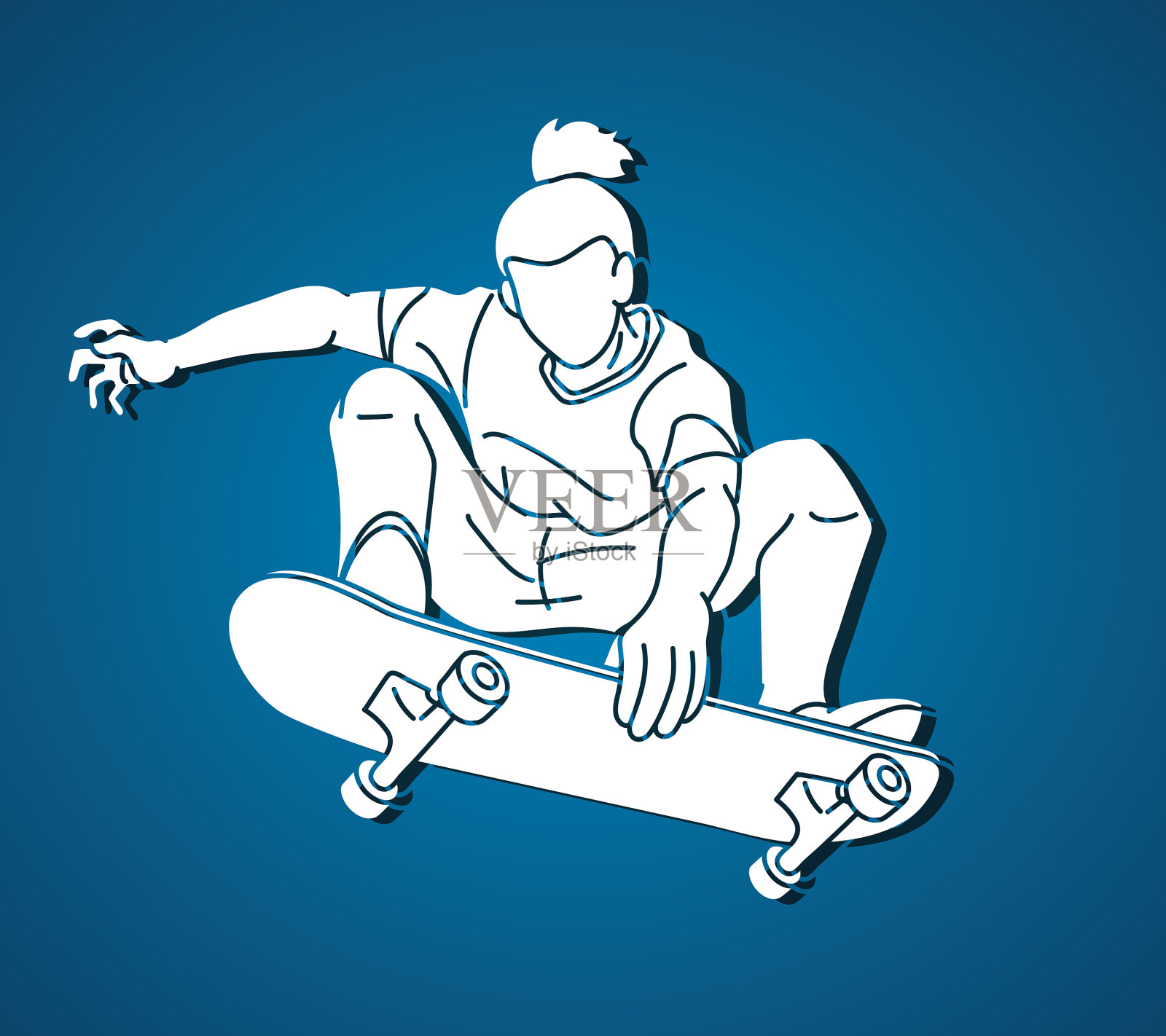 一名男子在玩滑板极限运动插画图片素材