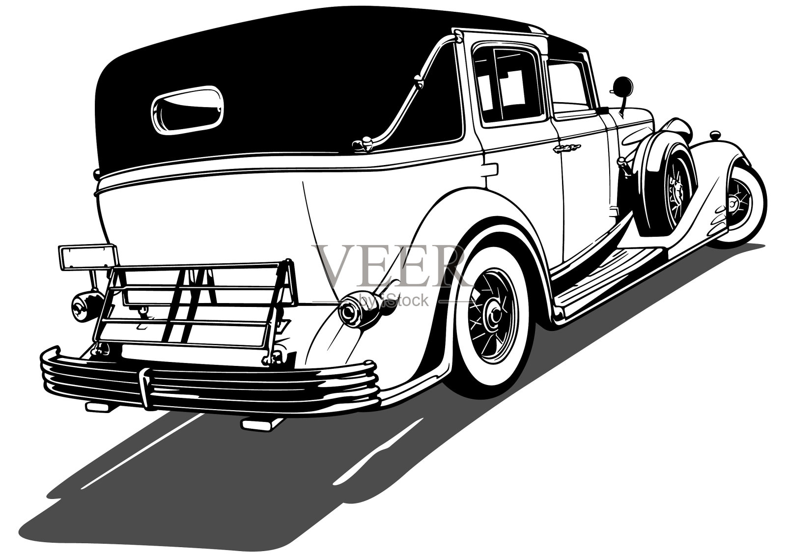 画一辆20世纪30年代的老爷车设计元素图片