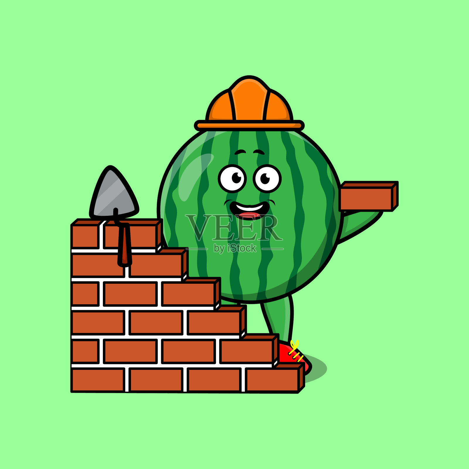 可爱的卡通西瓜梅森的角色插画图片素材