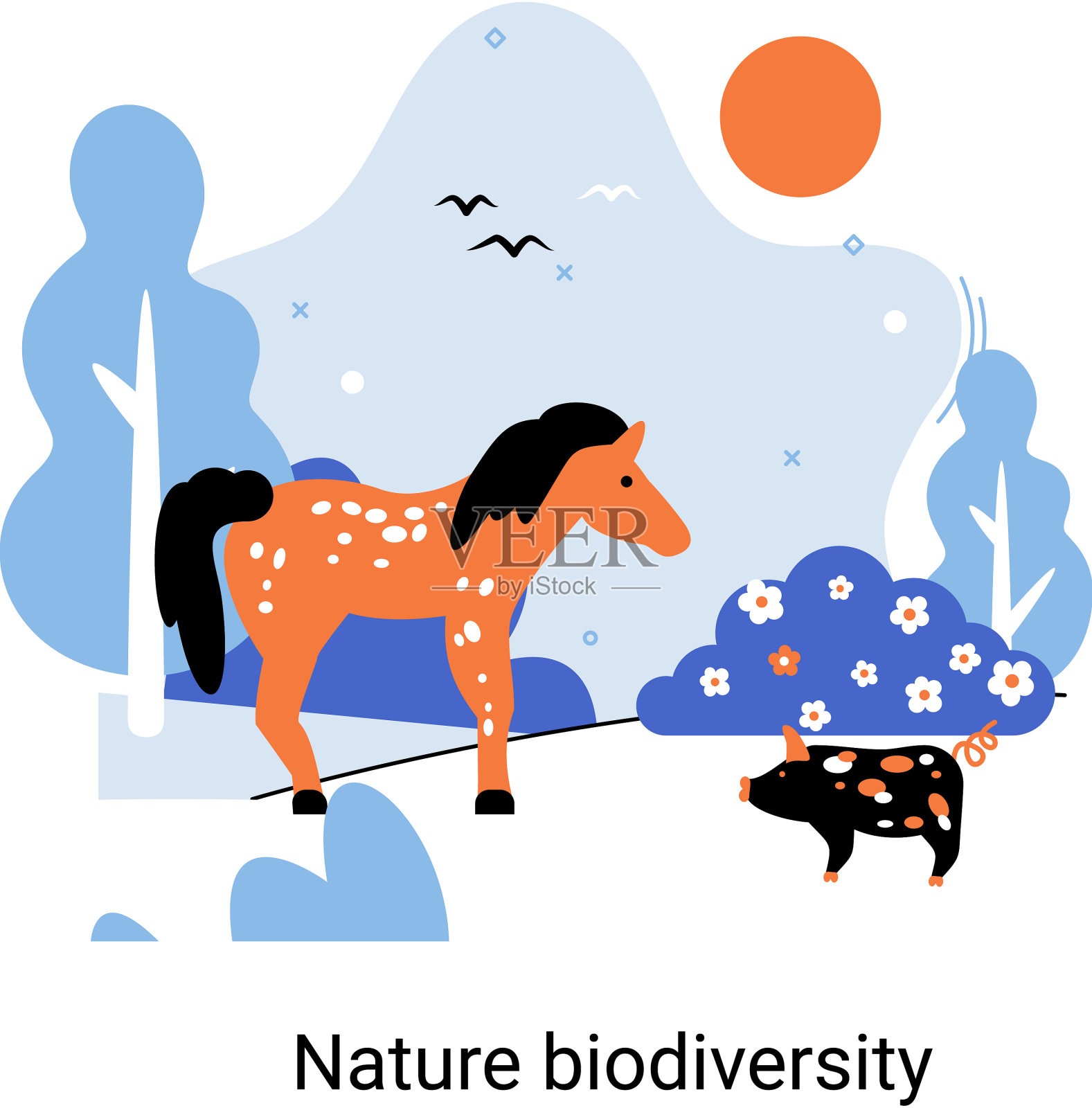 生物多样性是自然界环境的多样性插画图片素材