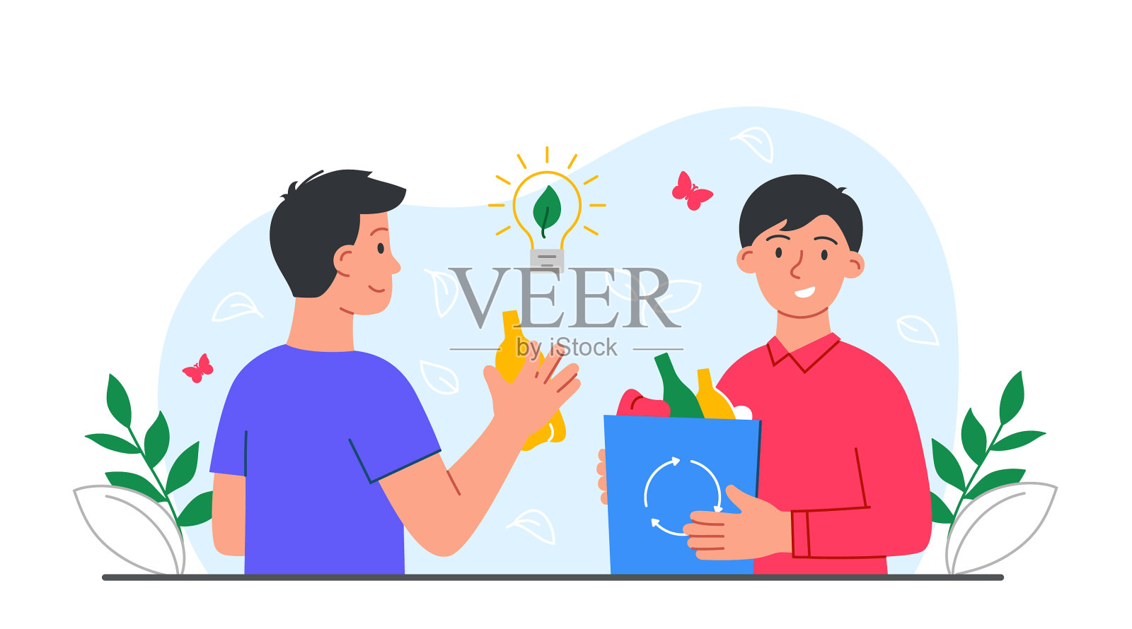 捡起塑料的朋友设计元素图片