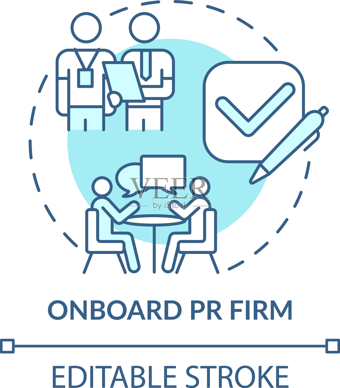 机载公关公司蓝绿色概念图标插画图片素材