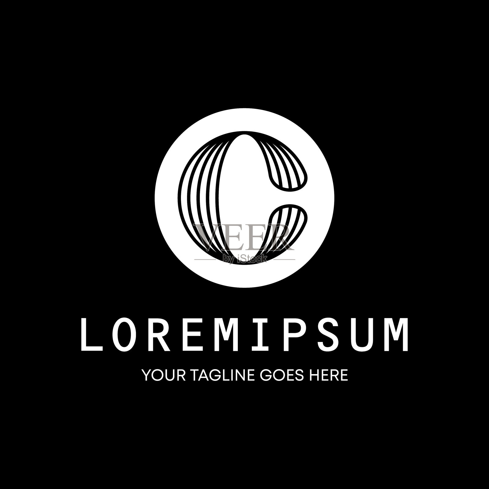 字母或字c线艺术衬线字体图形插画图片素材