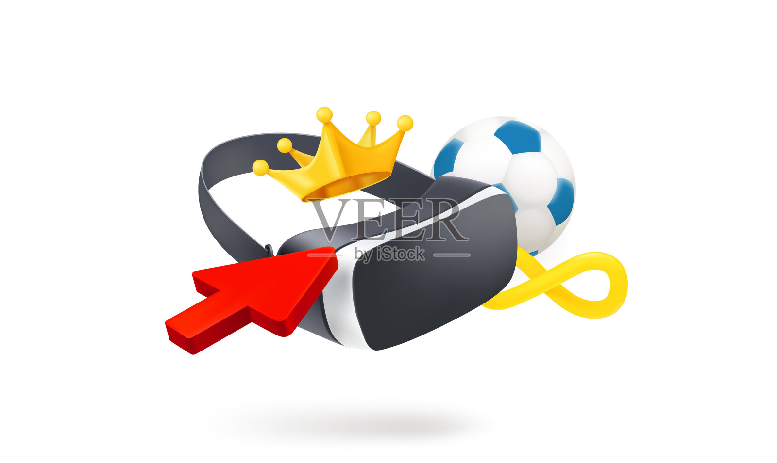 选择一个带有VR概念的电脑游戏。3 d矢量图标插画图片素材