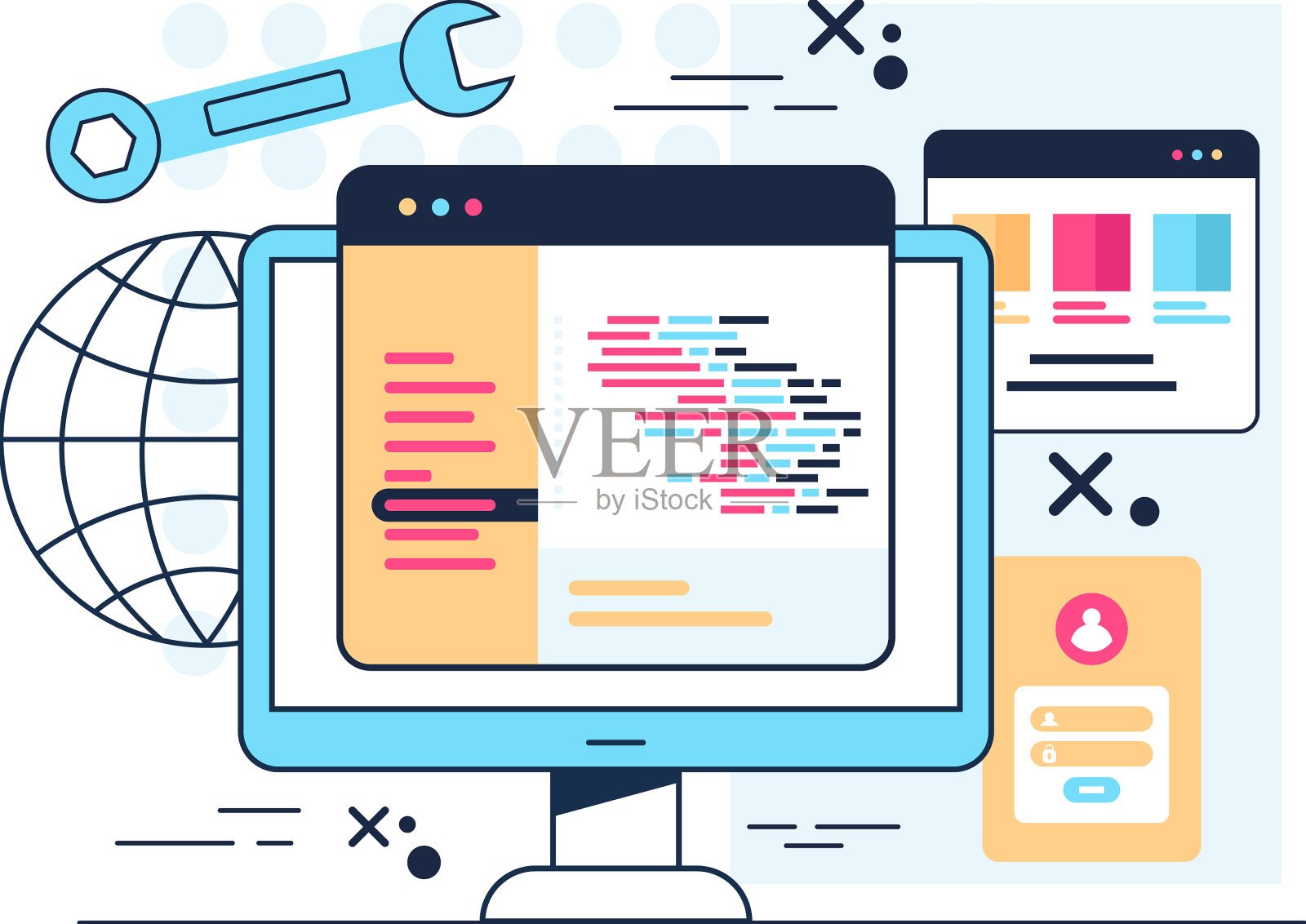 创建程序HTML代码的过程概念设计元素图片