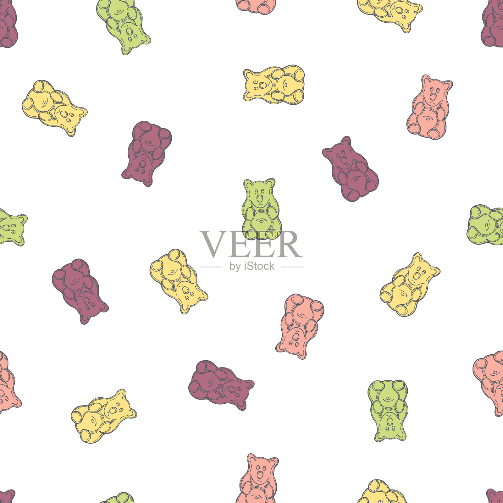 小熊橡皮糖模式插画图片素材