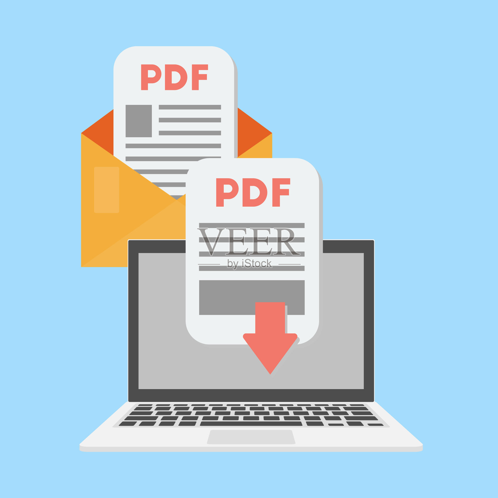 PDF文档下载关于笔记本电脑的概念插画图片素材