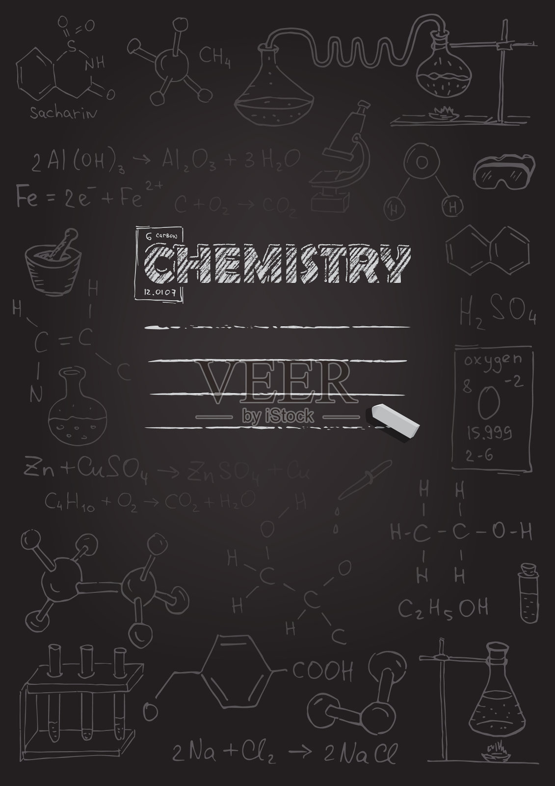 化学抄本封面粉笔画上黑色插画图片素材