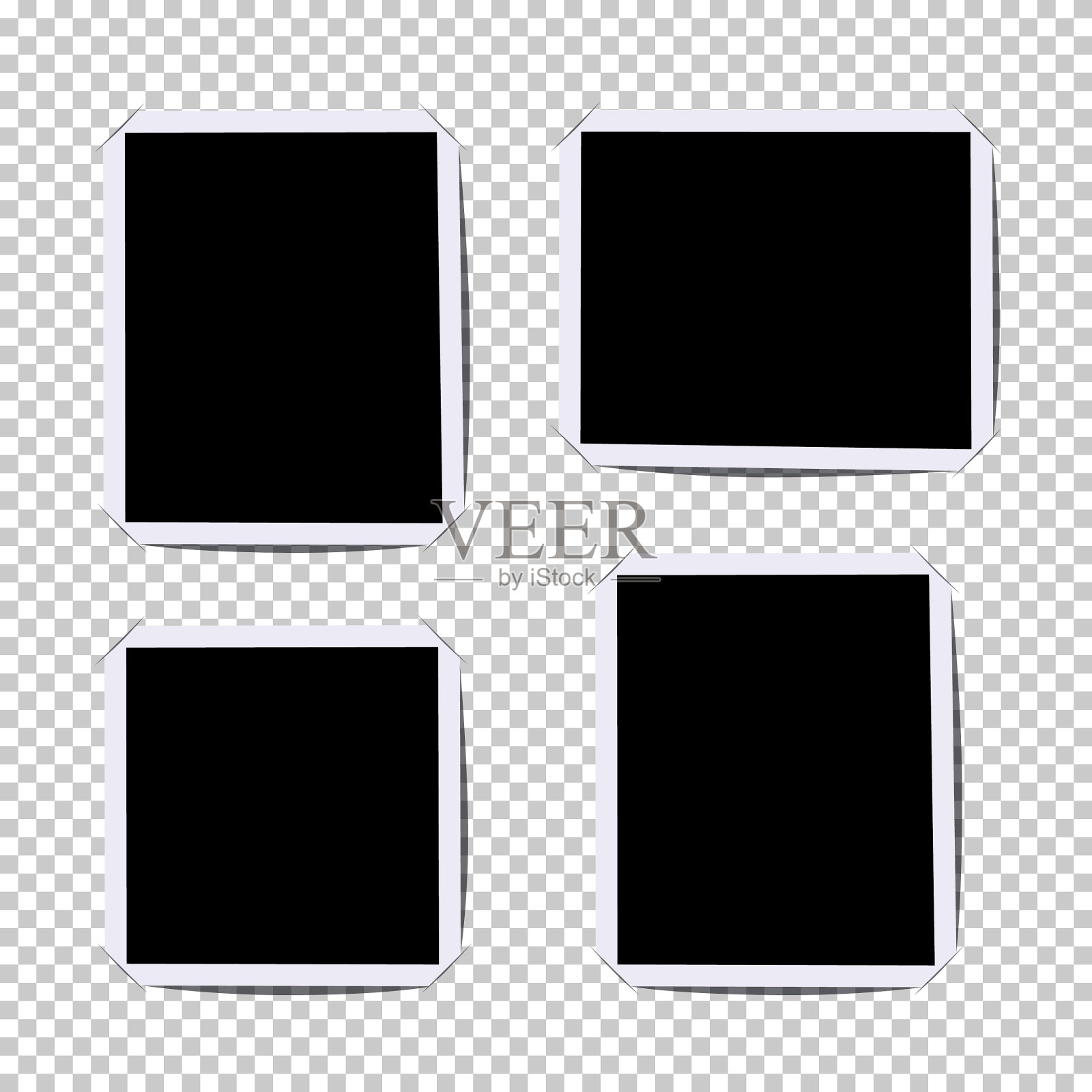 一套相框放置在古董照片图标素材