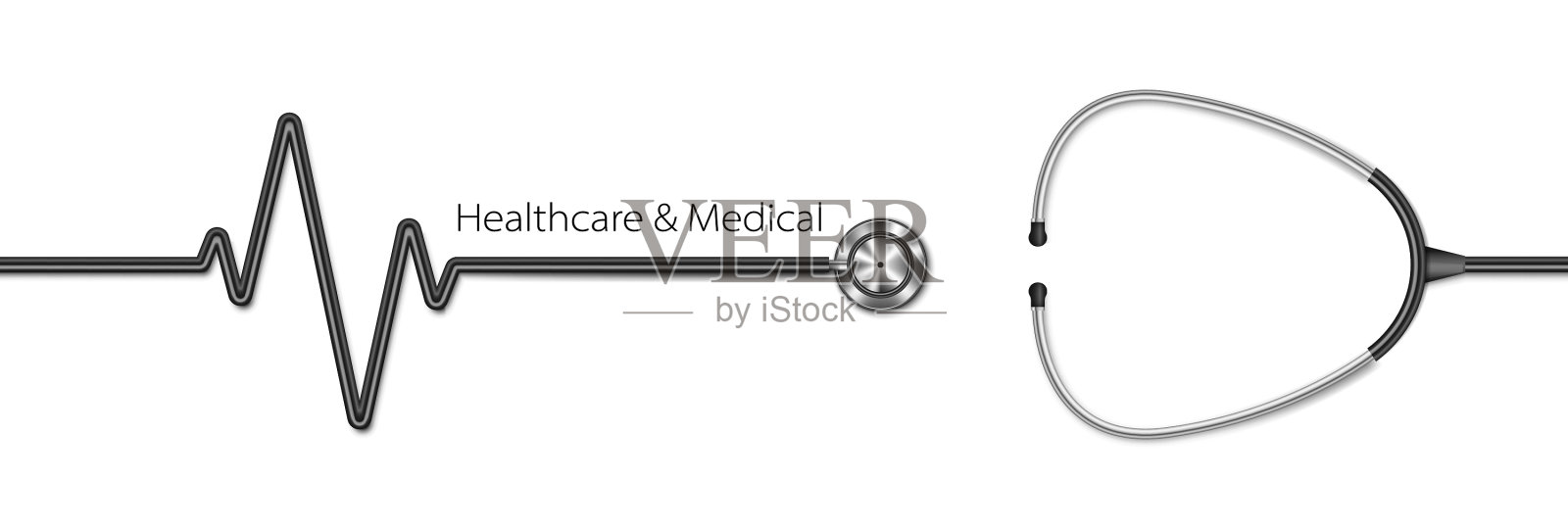 逼真的听诊器白色背景保健插画图片素材