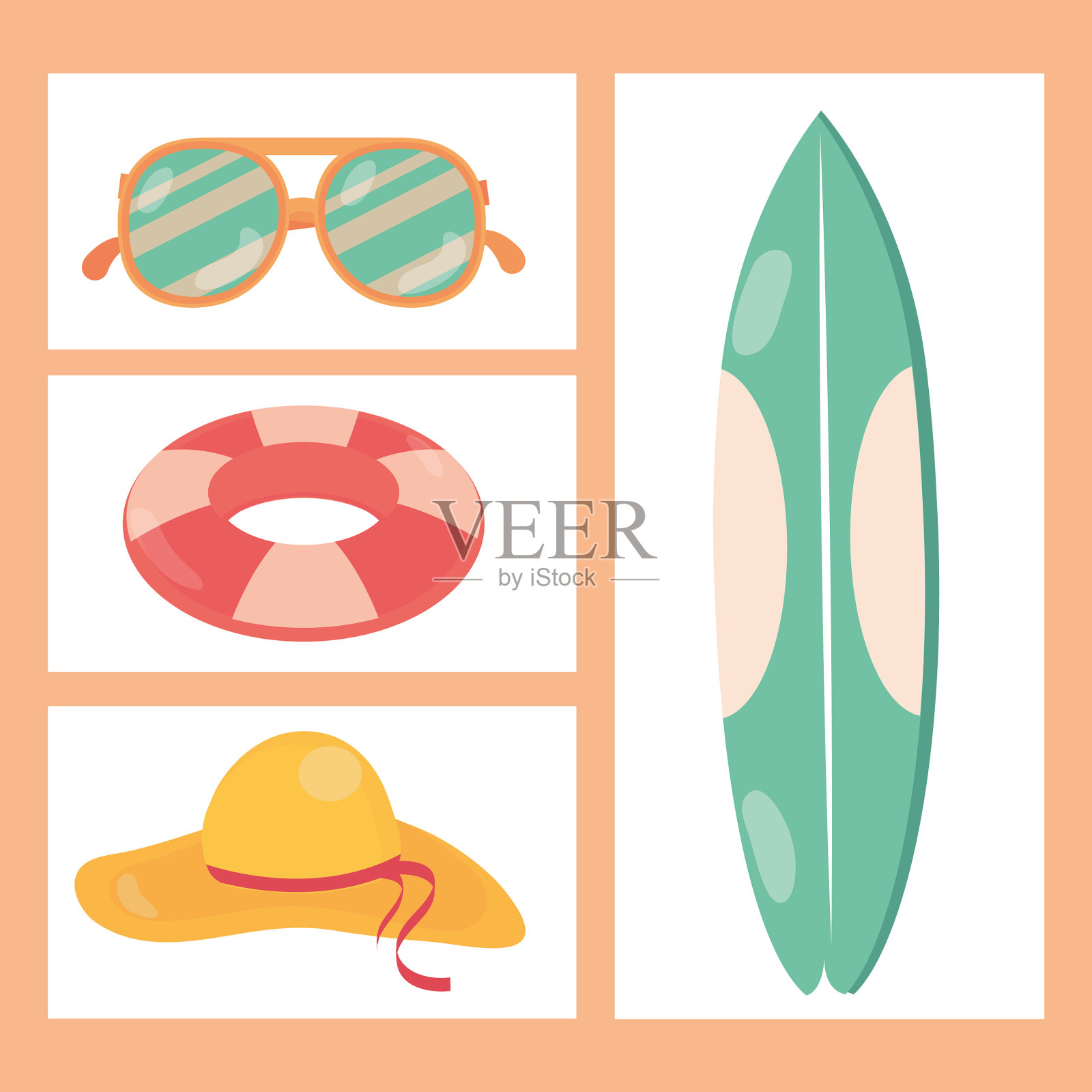 海滩和夏天的标志插画图片素材