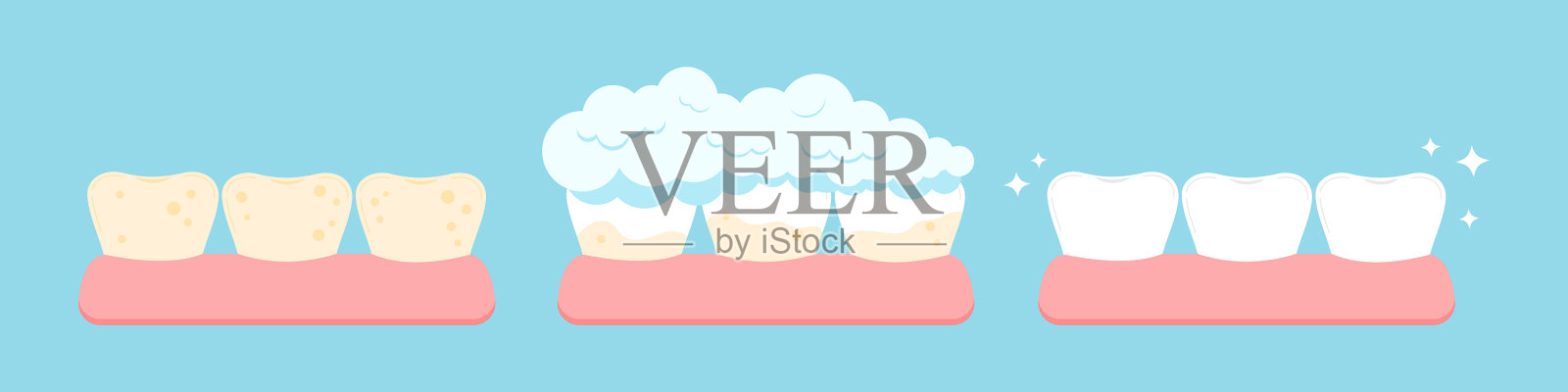 牙齿出现黄斑美白阶段插画图片素材