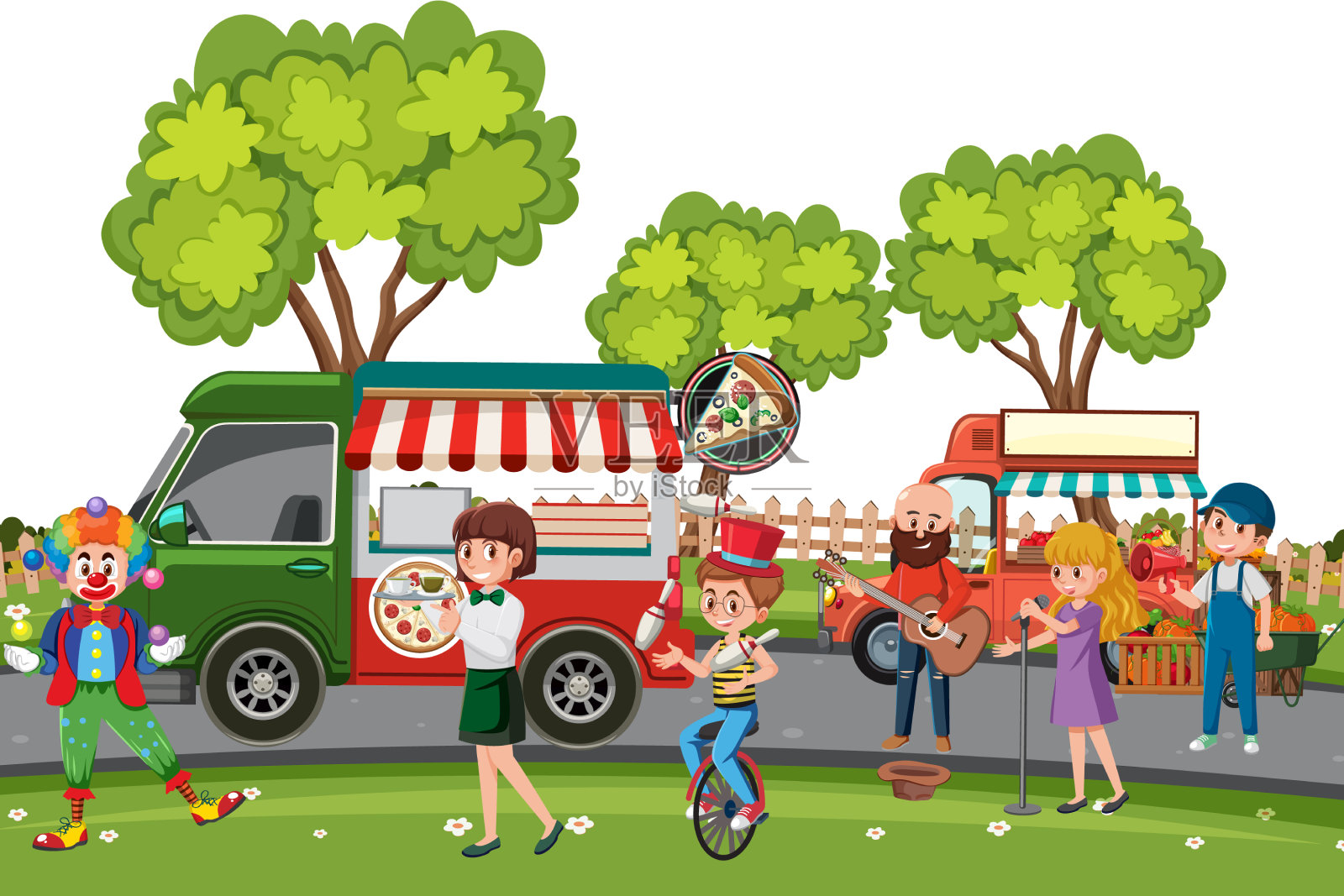 人们在跳蚤市场购物的场景插画图片素材