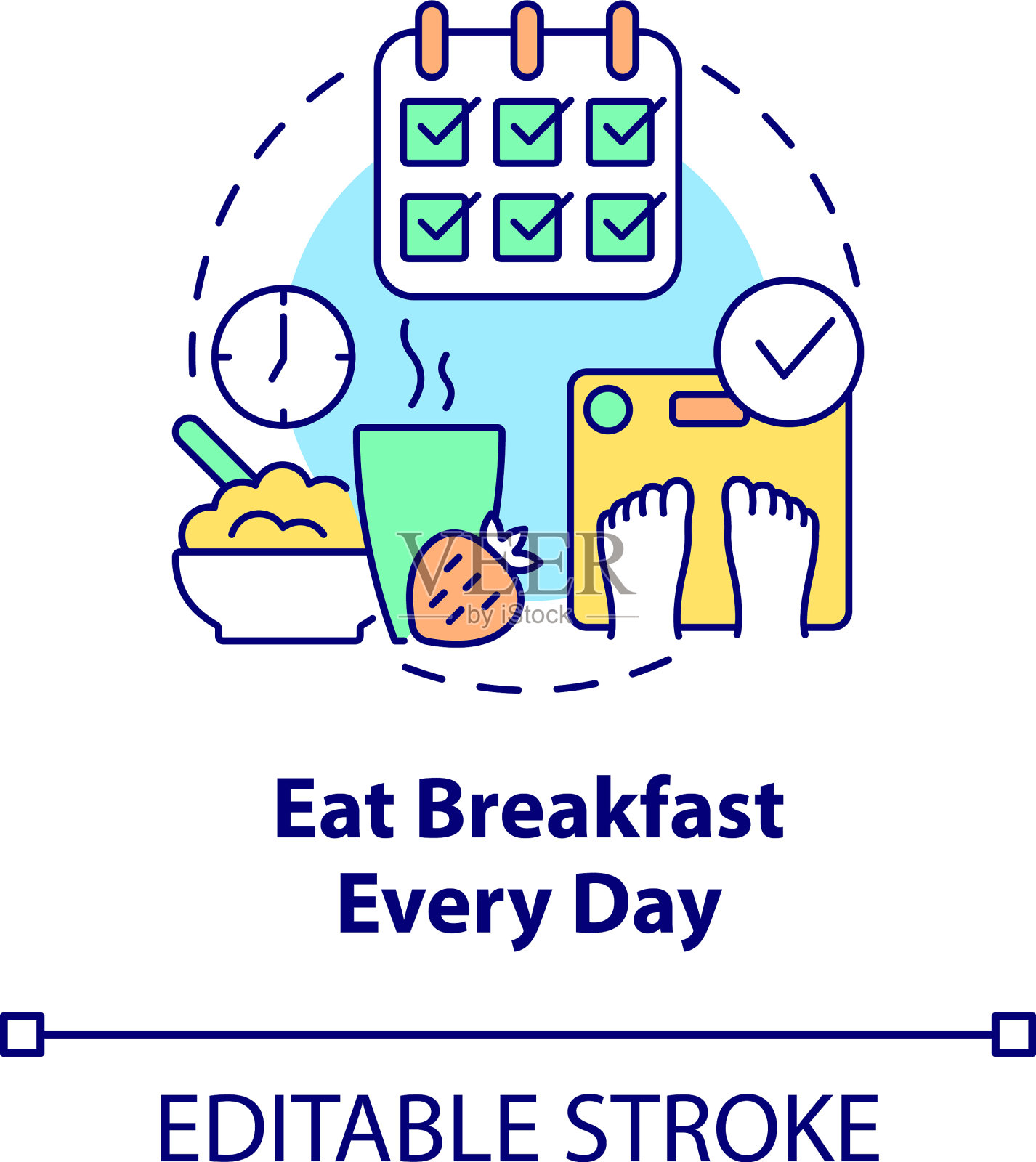 每天吃早餐的概念图标插画图片素材