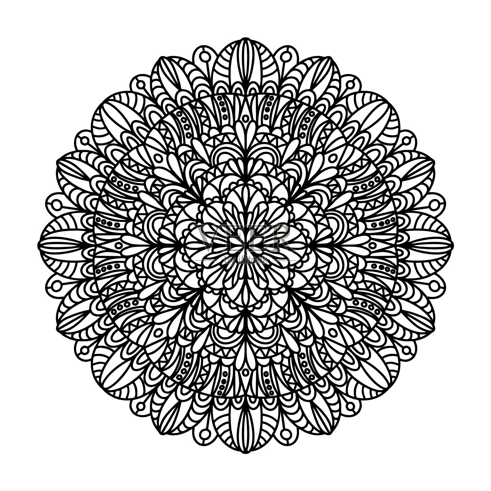 曼荼罗图案着色书壁纸设计插画图片素材