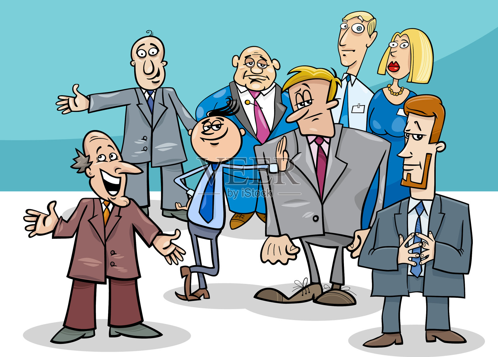 卡通商人和经理人物组插画图片素材