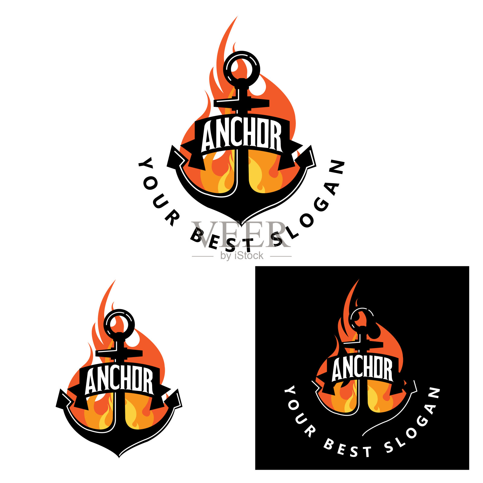 船锚标志图标矢量,港口,复古设计插图插画图片素材