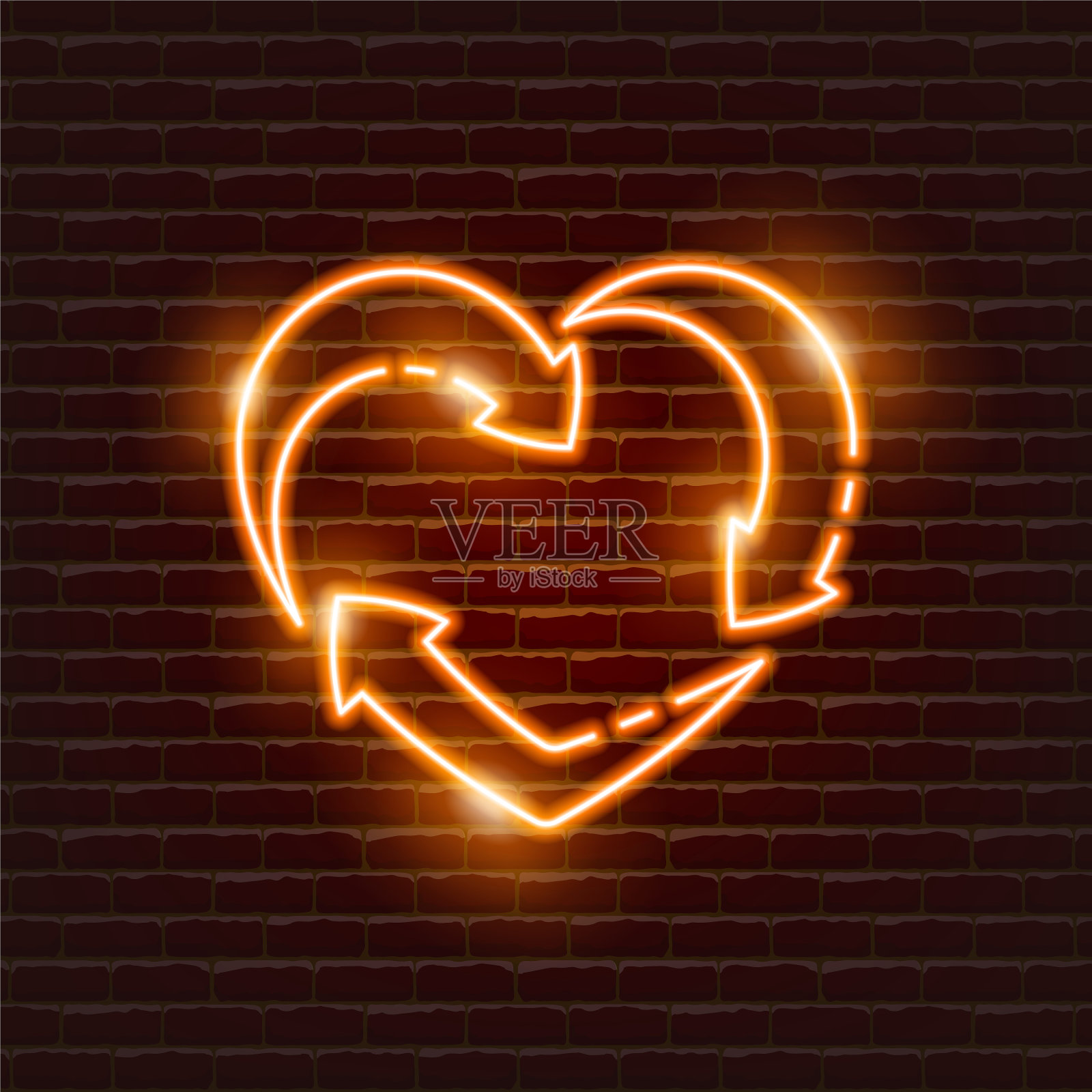 回收标志心形霓虹灯零号插画图片素材