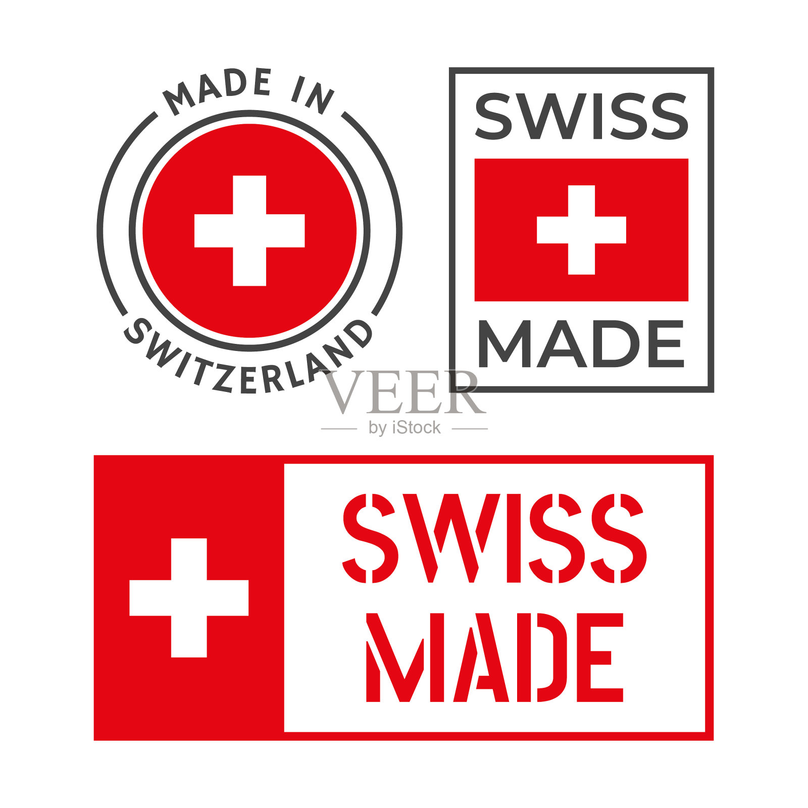 瑞士制造标签设置瑞士制造的产品插画图片素材