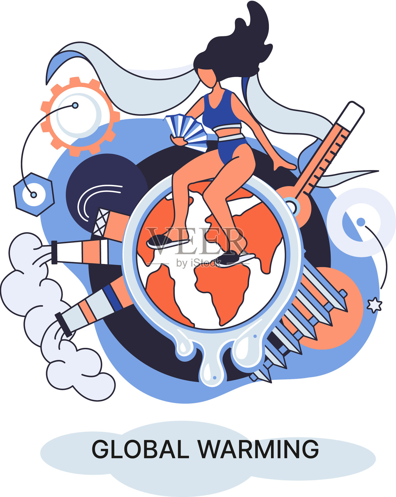 全球变暖气候变化的概念插画图片素材