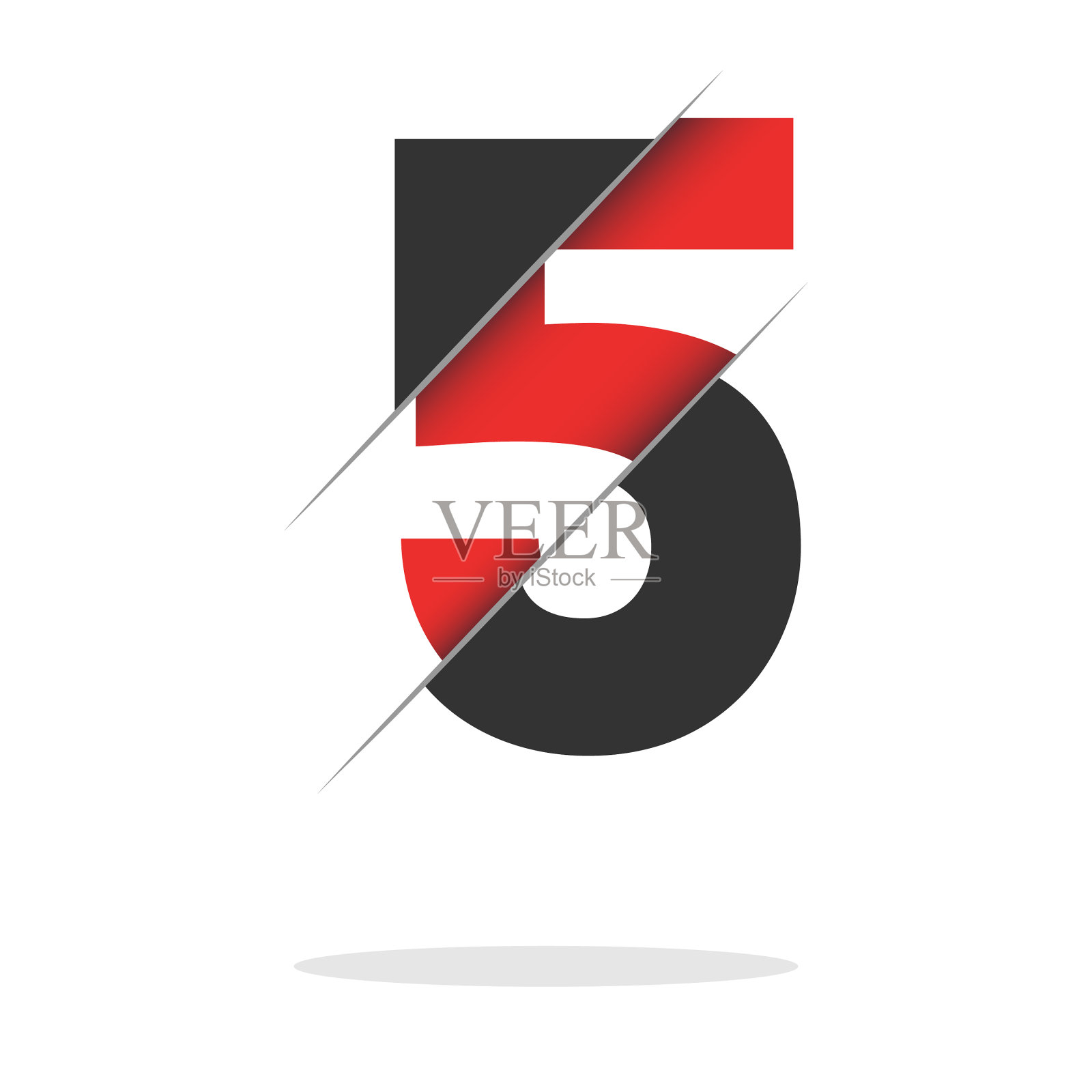 五号标志黑色和橙色的光泽风格插画图片素材