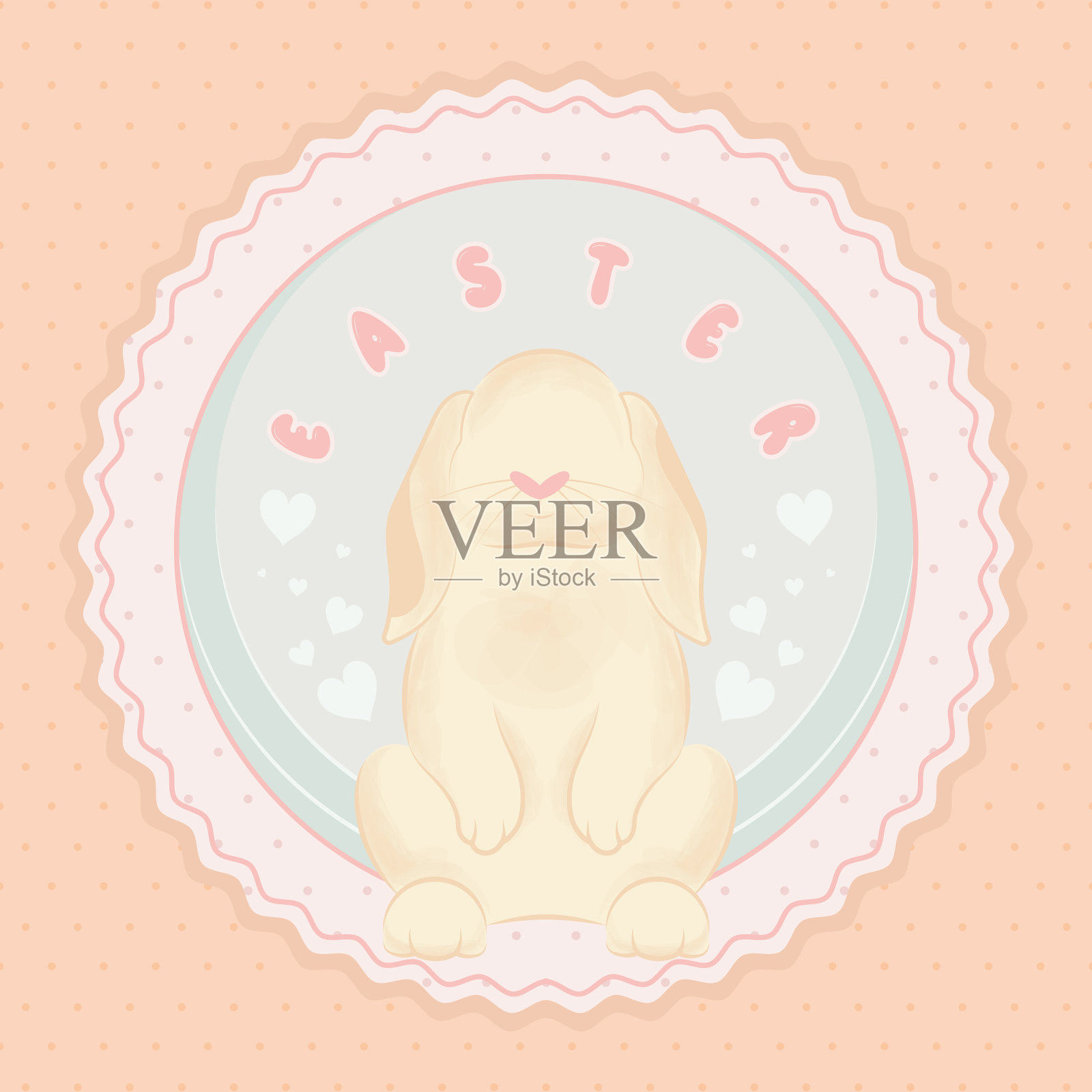 孤立可爱的兔子在糕点彩色标签插画图片素材