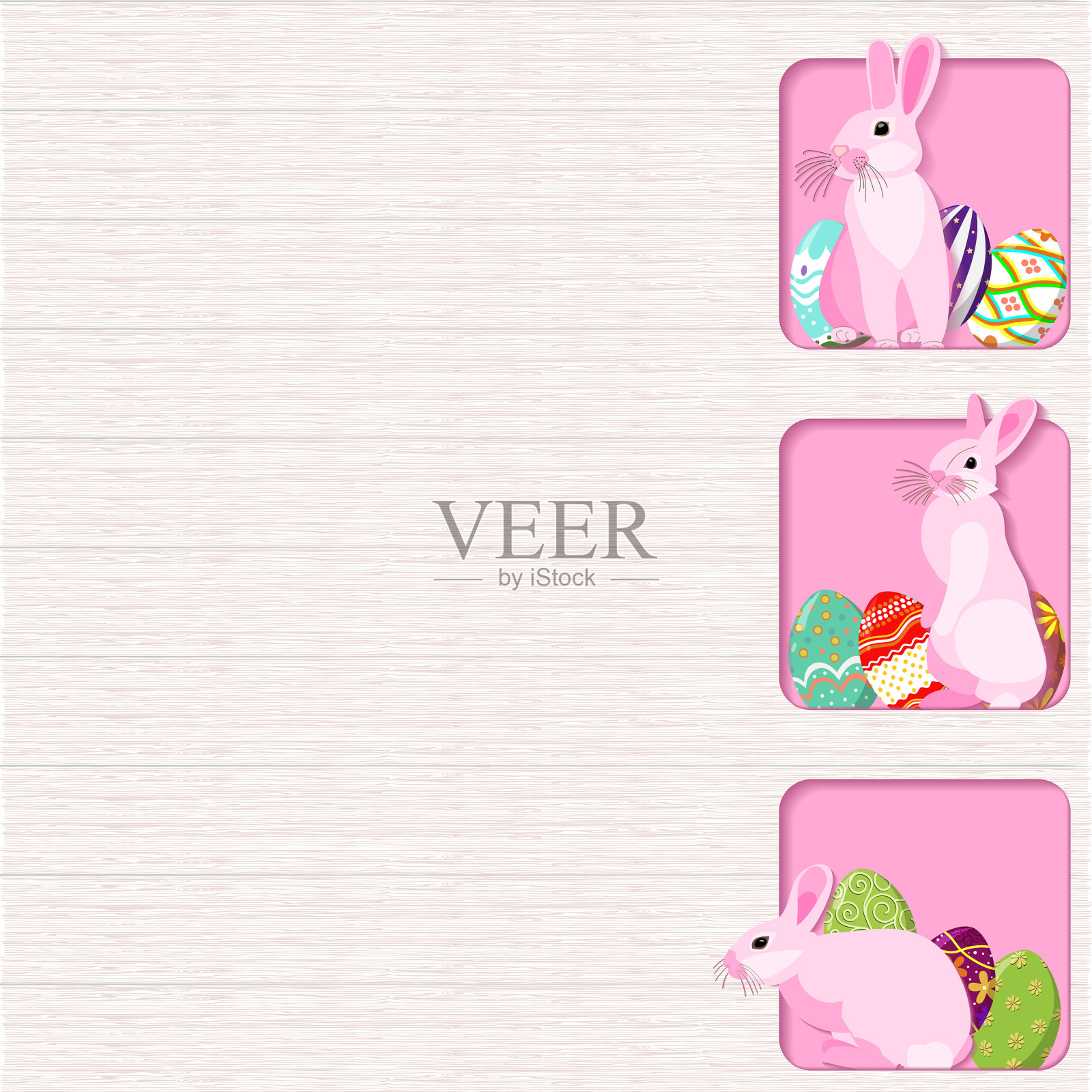 模板与复活节兔子和复活节彩蛋插画图片素材