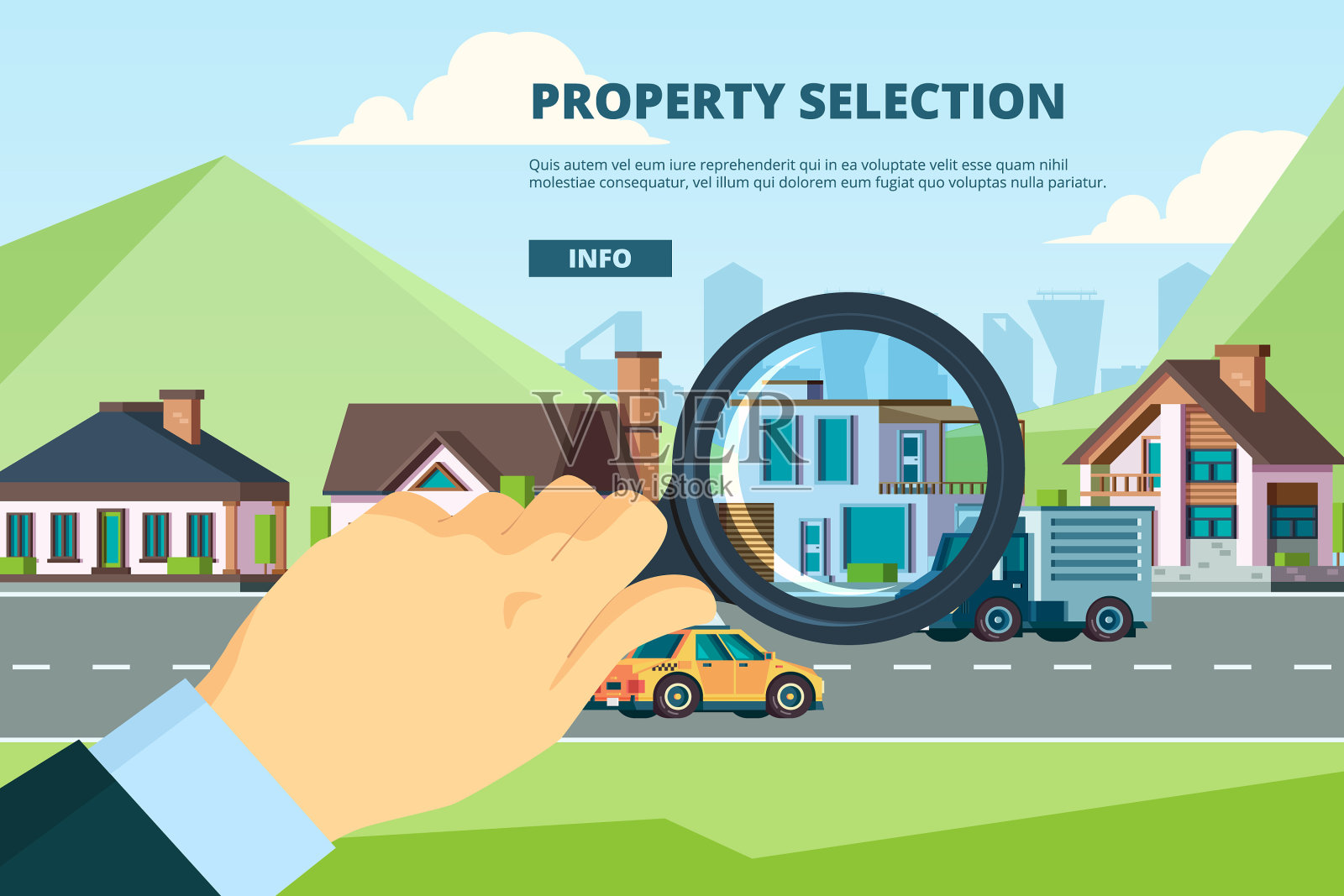 租房寻找新的现代联排别墅插画图片素材