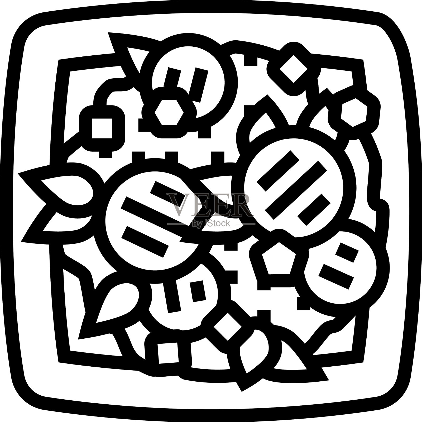 沙拉由茄子配料线图标准备图标素材