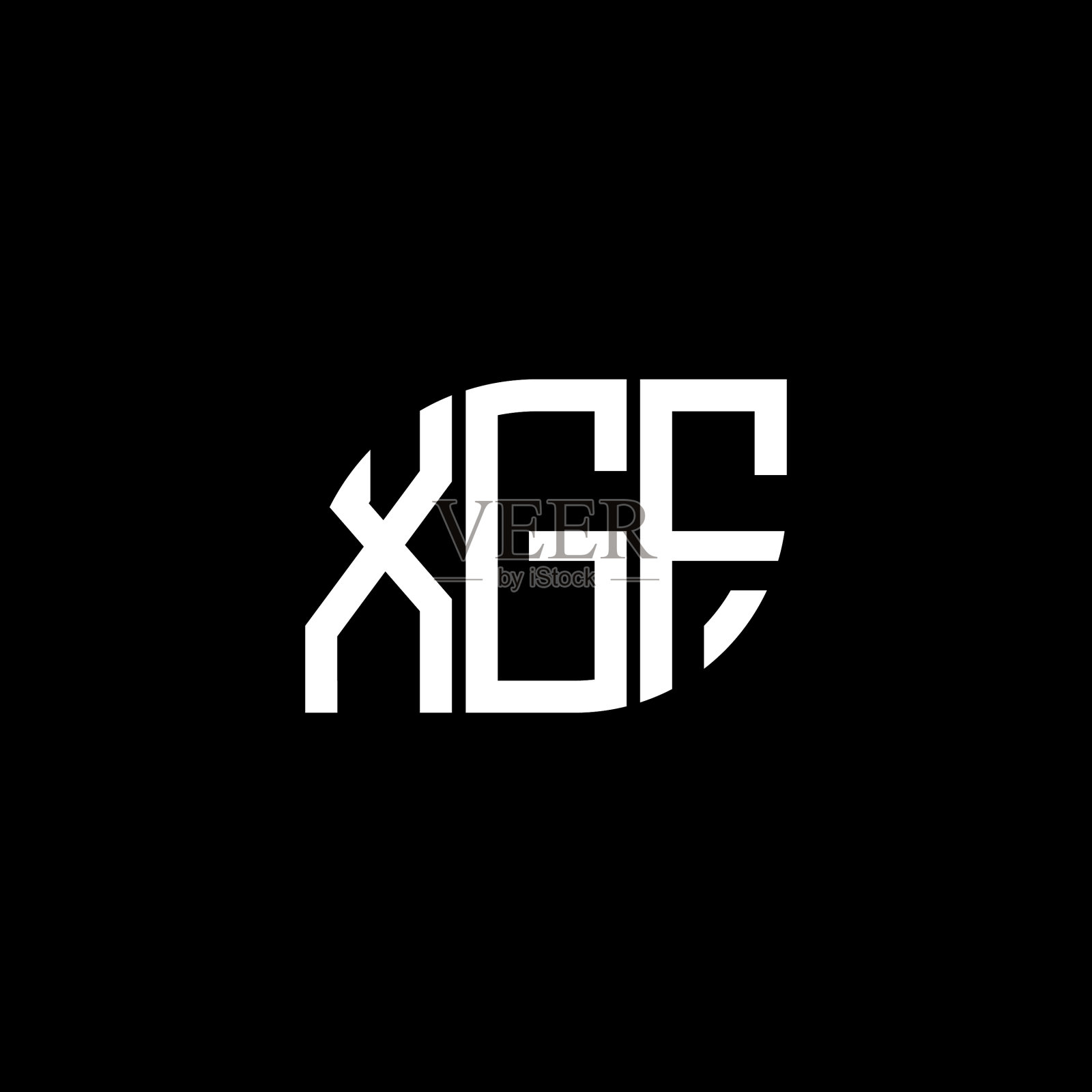 黑色背景XGF字母logo设计插画图片素材