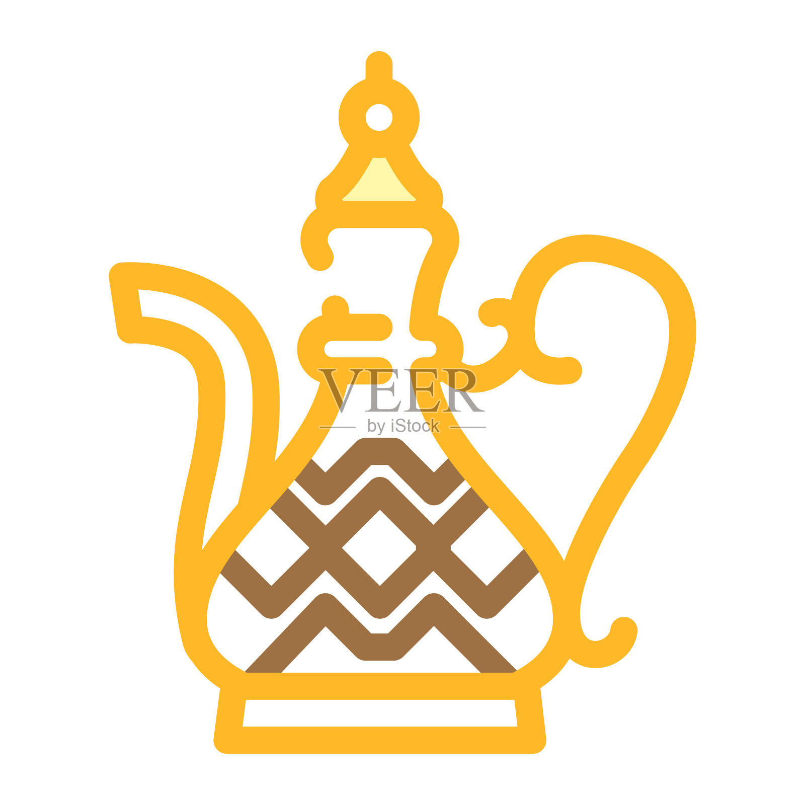 阿拉伯复古水壶颜色图标矢量插图插画图片素材