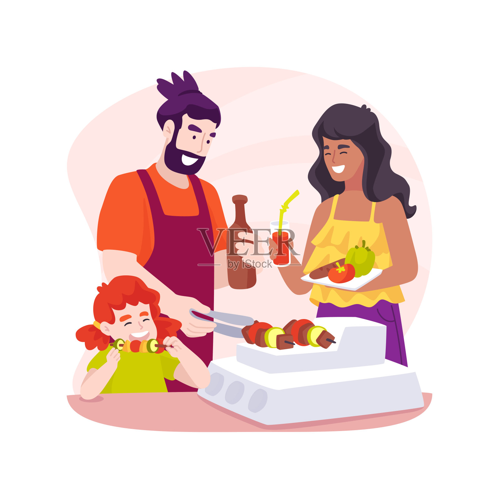 素食烧烤孤立的卡通矢量插图。插画图片素材